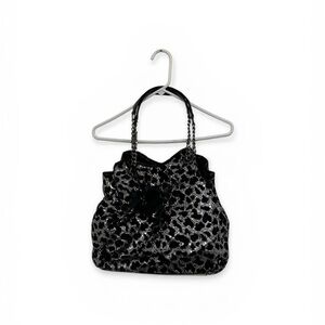 Y2K Silver Leopard Sequin Hobo Bag